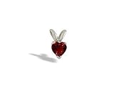 14K White Gold Genuine Heart Garnet Pendant