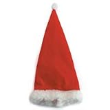 Package of 6 Doll Size Red Felt Santa Hats with White Fur Trim