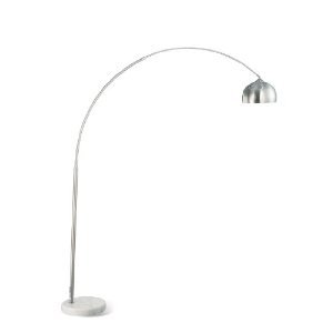 One Light Floor lamp with Arch style in Nickel Finish and White Marble Base Finish