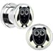 Body Candy Stainless Steel Glow in the Dark Wise Owl Screw Fit Double Flare Plug Pair 0 Gauge