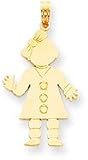 Girl Waving Charm, Yellow Gold