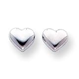 14k White Gold Heart Button Earrings