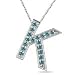 Initial Pendant - 1/4 Ct Blue Diamond \'K\' Initial Pendant