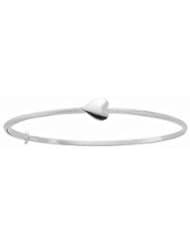 14K White Gold Heart Adjustable Kids Bangle Bracelet