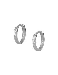 Childrens Jewelry - 14K White Gold Diamond Cut Huggie Hoop Earrings