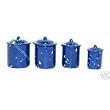 Miniature Blue Enamel 4 Piece Kitchen Cannister Set