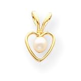 14k 3mm Cultured Pearl Heart Birthstone Necklace - GK391-15