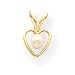 14k 3mm Cult. Pearl Heart Childrens Necklace -15 Inch