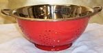 Large Round Stainless Steel Colander - RED