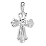 12 Bagette/1 Round CZ Cross Pendant