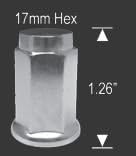 T6 PREMIUM ATV CHROME WHEEL LUG NUTS 17MM HEX 1.26" TALL 10X1.25 MM THREAD PITCH SET OF 16