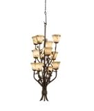 IMAGE OF Kalco 5043PD-1516 Ponderosa 12 Light Large Foyer Chandelier in Ponderosa with Antique Filigree (D: 8.75 H: 7.25) glass