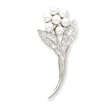 Sterling Silver Cultured Pearl Flower Pin