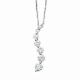 14k White Gold & Diamond Journey Pendant Necklace- 18 IN (0.50ctw)