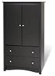 Montery 2 Drawer Amoire In Black Finish By Prepac Furniture