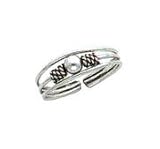 Toe Ring - Sterling Silver Antiqued Beaded Toe Ring