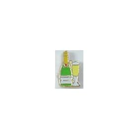 Clearly Charming Champagne Heart Locket Charm Food, Drink & Celebration Theme