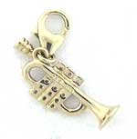 Trumpet, 14K Gold Diamond Charm