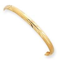 14k 4mm Diamond-Cut and Satin Flexible Baby Bangle Bracelet