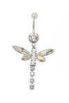 Stainless Steel Dragonfly Belly Ring with Clear CZ