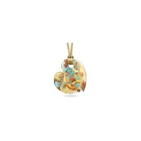 ZALES Venetiaurum Murano Glass Ivory and Turquoise Tilted Heart Pendant stampato bracelets