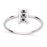 0.02 Cts Black Diamond Three Stone Row Ring in 10K White Gold