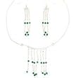 Necklace Earrings Set Sterling Silver Green Onyx Jewelry (gnklcs298)