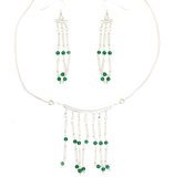 Earring and Necklace Sets Sterling Silver and Green Onyx Gemstones Handmade Indian Jewelry (gnklcs298)