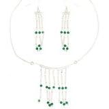 ShalinCraft Earring and Necklace Sets Sterling Silver and Green Onyx Gemstones Handmade Indian Jewelry