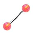 Stainless Steel with Purple/Orange UV Barbell - Checker Balls Sold as a Pair