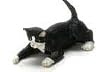 Miniature Black & White Tuxedo Shorthair Resin Cat