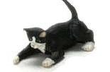 Miniature Black & White Tuxedo Shorthair Resin Cat