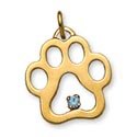 14k Puppy Paws Charm with a December, Blue Zircon Gemstone