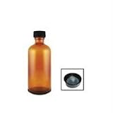 Amber Glass Bottle 4oz W Black Phenolic Cone Lined Caps (Boston Round) By Greenals
