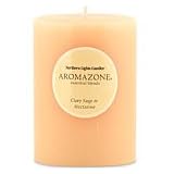 ONE 3x4 inch PILLAR ESSENTIAL BLENDS CANDLE. BURNS APPROX. 90 HRS. - CLARY SAGE and NECTARINE ESSENTIAL BLEND by Home