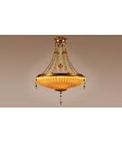 Authenticity Lighting 10-0015-03-03 Bengal 3 Light Mini Chandelier in Antique Gold Leaf with Mouth Blown Iridescent Amber Opal glass