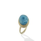Round Accented Gold Larimar Ring