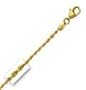 14k Yellow Gold 10" 1.5mm diamond-cut Rope Chain Anklet - Lobster-claw - JewelryWeb