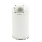Round Top Trash Receptacle, 12 Gallon Steel Liner, White, 15x30 URIR1530EGLW