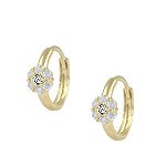Cheap Girls Jewelry 14K Yellow Gold Flower April Birthstone Huggie Hoop Baby Earrings For Sale