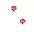 14k Yellow 4 mm Heart Ruby-Red CZ Screw-Back Stud Earrings