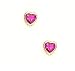 14k Yellow 4 mm Heart Ruby-Red CZ Screw-Back Stud Earrings
