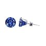 Sterling Silver 3 MM Round Blue Sapphire Cubic Zirconia Stud Post Friction Back Earrings