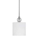 Quoizel Downtown 50-Inch Rod Hung Piccolo Pendant with White Linen Glass Shade, Polished Chrome Finish #DW1506C