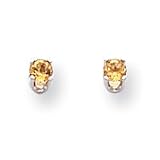 14k White Gold 3mm Citrine Stud Earrings XBE119