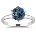 4.01 Cts London Blue Topaz Solitaire Ring in 14K White Gold