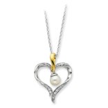 Accent gold plating Cult. Pearl Heart Necklace - 18 Inch