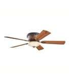 IMAGE OF Kichler 300022MDW Dorset 3 Light Flush Mount Fan in Mediterranean Walnut with Umber Etched Glass glass