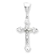 Sterling Silver Diamond-Cut Crucifix Pendant with 20 Inch Sterling Silver Chain