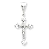 Sterling Silver Diamond-Cut Crucifix Pendant with 20 Inch Sterling Silver Chain